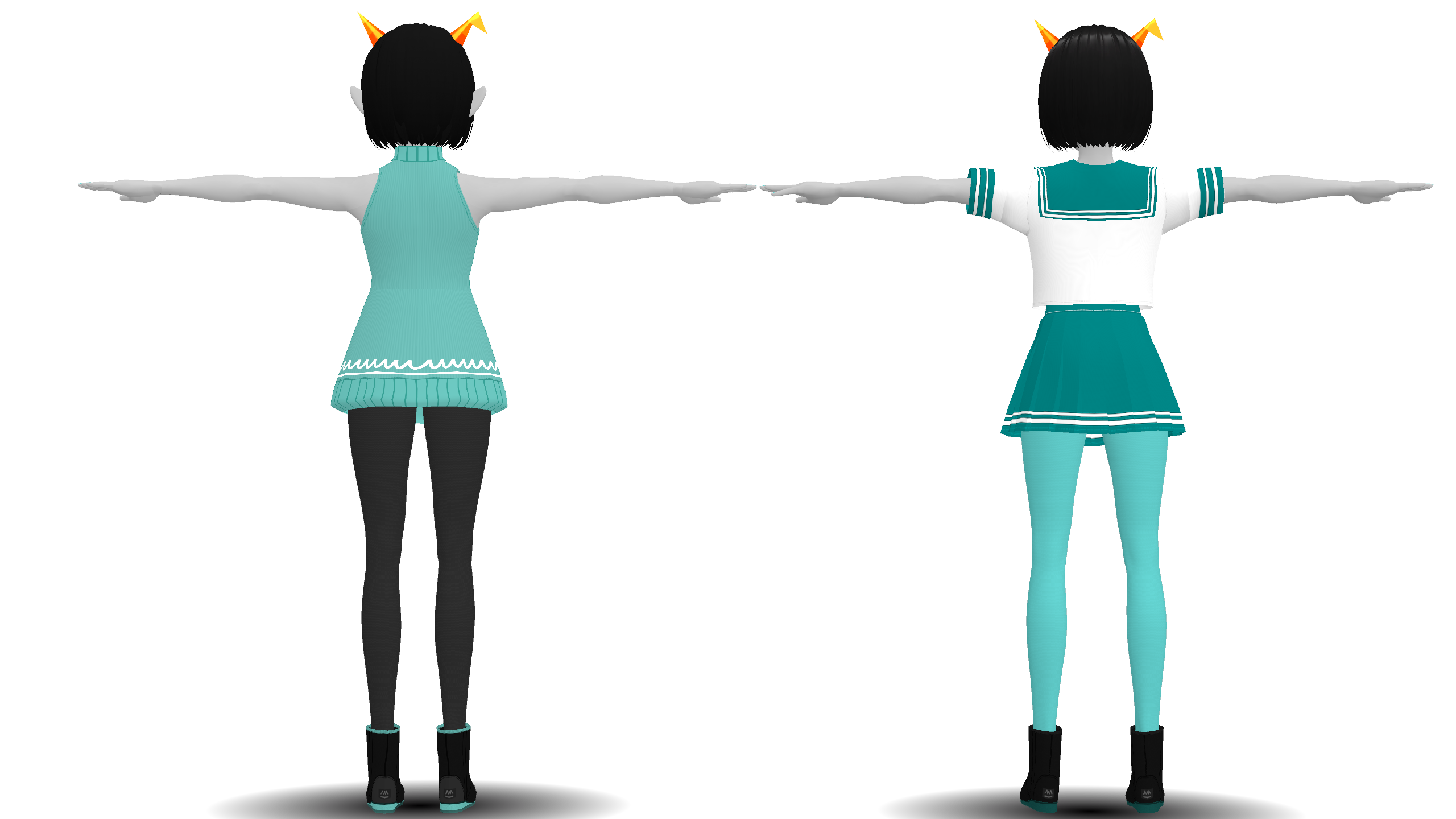 a back view of icetal, new on the left and old on the right